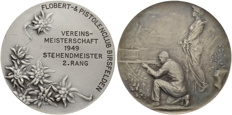 SCHWEIZ. Schützentaler und Schützenmedaillen. Basel. Versilberte Bronzemedaille ...