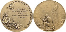 SCHWEIZ. Schützentaler und Schützenmedaillen. Basel. Bronzemedaille 1949. Birsfelden. Flobert- & Pistolenclub. Vereinsmeisterschaft. Liegendmeister. 4...