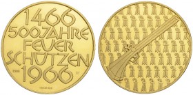 SCHWEIZ. Schützentaler und Schützenmedaillen. Basel. Goldmedaille 1966. 500 Jahre Feuerschützen. 17.51 g. Richter (Schützenmedaillen) -. Sehr selten /...