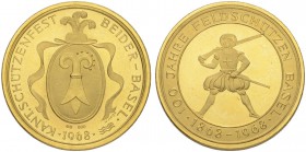 SCHWEIZ. Schützentaler und Schützenmedaillen. Basel. Goldmedaille 1968. Kantonalschützenfest beider Basel. 100 Jahre Feldschützen Basel 1868-1968. 15....