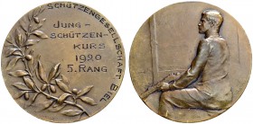SCHWEIZ. Schützentaler und Schützenmedaillen. Bern. Bronzemedaille 1920. Biel. Schützengesellschaft. Jungschützenkurs. 10.85 g. Richter (Schützenmedai...