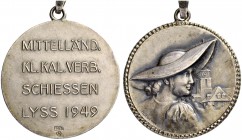 SCHWEIZ. Schützentaler und Schützenmedaillen. Bern. Silbermedaille 1949. Lyss. Mittelländisches Kleinkaliber-Verbandsschiessen. 11.93 g. Richter (Schü...