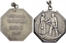 SCHWEIZ. Schützentaler und Schützenmedaillen. Bern. Versilberte Bronzemedaille 1952. Madiswil. 8. Oberaargauisches Landesschiessen. 15.29 g. Richter (...