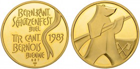 SCHWEIZ. Schützentaler und Schützenmedaillen. Bern. Goldmedaille 1983. Bernisches Kantonalschützenfest. 25.78 g. Richter (Schützenmedaillen) -. Polier...