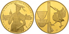 SCHWEIZ. Schützentaler und Schützenmedaillen. Freiburg / Fribourg. Goldmedaille 1968. Bulle. Tir cantonal. 26.00 g. Richter (Schützenmedaillen) -. Sel...