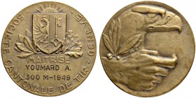 SCHWEIZ. Schützentaler und Schützenmedaillen. Genf / Genève. Bronzemedaille 1949. Genève. Société cantonal de tir. 11.90 g. Richter (Schützenmedaillen...