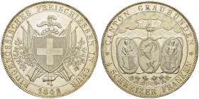 SCHWEIZ. Schützentaler und Schützenmedaillen. Graubünden. 4 Franken 1842. Chur. Eidgenössisches Freischiessen. 28.29 g. Richter (Schützenmedaillen) 83...
