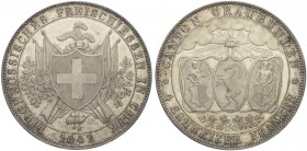 SCHWEIZ. Schützentaler und Schützenmedaillen. Graubünden. 4 Franken 1842. Chur. Eidgenössisches Freischiessen. 28.33 g. Richter (Schützenmedaillen) 83...