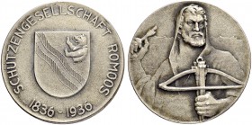 SCHWEIZ. Schützentaler und Schützenmedaillen. Luzern. Vergoldete Bronzemedaille 1936. Romoos. Schützengesellschaft 1836-1936. 11.54 g. Richter (Schütz...