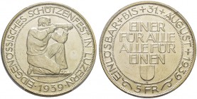 SCHWEIZ. Schützentaler und Schützenmedaillen. Luzern. 5 Franken 1939. Luzern. Eidgenössisches Schützenfest. Richter (Schützenmedaillen) 909a. HMZ 2-13...