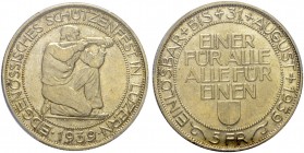 SCHWEIZ. Schützentaler und Schützenmedaillen. Luzern. 5 Franken 1939. Luzern. Eidgenössisches Schützenfest. Richter (Schützenmedaillen) 909a. PCGS MS6...