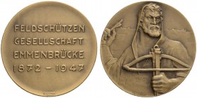 SCHWEIZ. Schützentaler und Schützenmedaillen. Luzern. Bronzemedaille 1948. Emmenbrücke. Feldschützengesellschaft 1872-1947. 11.90 g. Richter (Schützen...