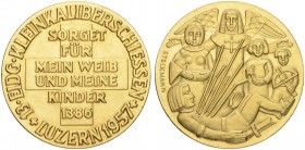 SCHWEIZ. Schützentaler und Schützenmedaillen. Luzern. Goldmedaille 1957. Luzern. 13. Eidgenössisches Kleinkaliberschiessen. 24.03 g. Richter (Schützen...