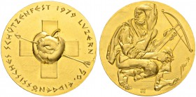 SCHWEIZ. Schützentaler und Schützenmedaillen. Luzern. Goldmedaille 1979. Luzern. Eidgenössisches Schützenfest. Stempel von Hans Erni. 31.95 g. Richter...