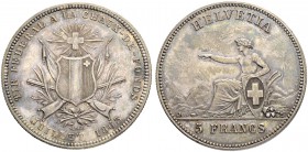SCHWEIZ. Schützentaler und Schützenmedaillen. Neuenburg / Neuchâtel. 5 Franken 1863. La Chaux-de-Fonds. Tir fédéral. 25.05 g. Richter (Schützenmedaill...
