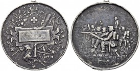 SCHWEIZ. Schützentaler und Schützenmedaillen. Neuenburg / Neuchâtel. Blei-/Zinnmedaille 1897. Colombier (tir militaire). 30.30 g. Richter (Schützenmed...