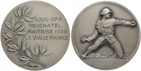 SCHWEIZ. Schützentaler und Schützenmedaillen. Neuenburg / Neuchâtel. Silbermedaille 1939. Neuchâtel. Sous-Off. Maîtrise. 50.65 g. Richter (Schützenmed...