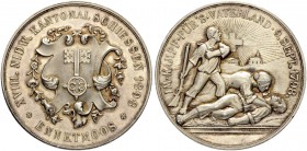 SCHWEIZ. Schützentaler und Schützenmedaillen. Nidwalden. Silbermedaille 1898. Ennetmoos. XVIII. Nidwaldner Kantonalschiessen. 37.74 g. Richter (Schütz...