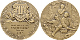 SCHWEIZ. Schützentaler und Schützenmedaillen. Nidwalden. Bronzemedaille 1947. Buochs. Nidwaldner kantonale Meisterschaft. 51.13 g. Richter (Schützenme...