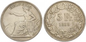 SCHWEIZ. Schützentaler und Schützenmedaillen. Solothurn. 5 Franken 1855. Solothurn. Eidgenössisches Freischiessen. 24.73 g. Richter (Schützenmedaillen...