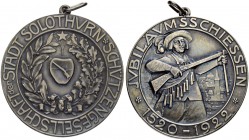 SCHWEIZ. Schützentaler und Schützenmedaillen. Solothurn. Silbermedaille 1922. Solothurn. Schützengesellschaft. Jubiläumsschiessen 1520-1922. 50.43 g. ...