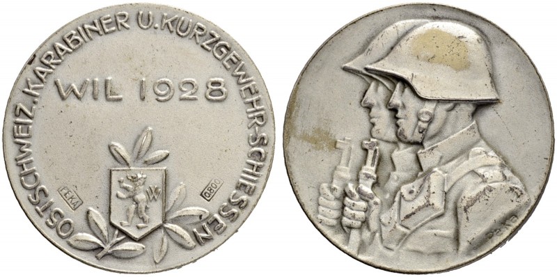 SCHWEIZ. Schützentaler und Schützenmedaillen. St. Gallen. Silbermedaille 1928. W...