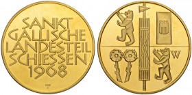 SCHWEIZ. Schützentaler und Schützenmedaillen. St. Gallen. Goldmedaille 1968. Sankt Gallisches Landesteilschiessen. 26.00 g. Richter (Schützenmedaillen...