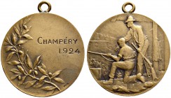 SCHWEIZ. Schützentaler und Schützenmedaillen. Wallis / Valais. Bronzemedaille 1924. Champéry. 9.72 g. Richter (Schützenmedaillen) 1539Ca (dieses Exemp...