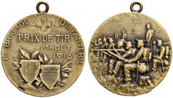 SCHWEIZ. Schützentaler und Schützenmedaillen. Waadt / Vaud. Bronzemedaille 1916. 1er brigade d'infanterie. Prix de tir. 7.14 g. Richter (Schützenmedai...