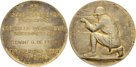 SCHWEIZ. Schützentaler und Schützenmedaillen. Waadt / Vaud. Vergoldete Silbermedaille 1923. Lausanne. Sous-officiers. Médaille d'honneur. Tir militair...