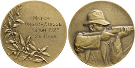 SCHWEIZ. Schützentaler und Schützenmedaillen. Waadt / Vaud. Bronzemedaille 1928. Glion. Match Anglo-Suisse. 25.44 g. Richter (Schützenmedaillen) 1631A...
