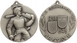 SCHWEIZ. Schützentaler und Schützenmedaillen. Waadt / Vaud. Versilberte Bronzemedaille 1948. Bretaye. Tir commemratif. 17.91 g. Richter (Schützenmedai...