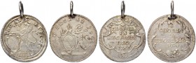SCHWEIZ. Schützentaler und Schützenmedaillen. Zürich. Silbermedaille o. J. & 1765. Zürich. Schützengabe der Stadt. Lot von zwei Exemplaren. 7.13 g. Ri...