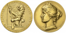 SCHWEIZ. Schützentaler und Schützenmedaillen. Zürich. Goldmedaille 1898. Albisgütli (Zürich). Zürcher Kantonalschiessen. 14.42 g. Richter (Schützenmed...