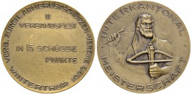 SCHWEIZ. Schützentaler und Schützenmedaillen. Zürich. Bronzemedaille 1920. Winterthur. Interkantonal-Meisterschaft. 23.87 g. Richter (Schützenmedaille...