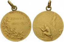SCHWEIZ. Schützentaler und Schützenmedaillen. Zürich. Vergoldete Bronzemedaille 1922. Zürich I. Grütlifestschützen 1872-1922. 7.60 g. Richter (Schütze...
