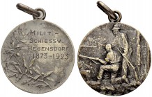 SCHWEIZ. Schützentaler und Schützenmedaillen. Zürich. Versilberte Bronzemedaille 1923. Regensdorf. Militärschützenverein 1873 - 1923. 7.30 g. Richter ...