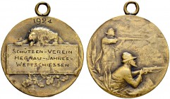 SCHWEIZ. Schützentaler und Schützenmedaillen. Zürich. Bronzemedaille 1924. Hegnau. Schützen-Verein. Jahres-Wettschiessen. 6.88 g. Richter (Schützenmed...