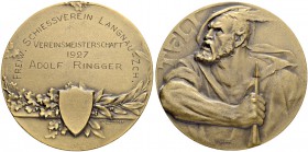 SCHWEIZ. Schützentaler und Schützenmedaillen. Zürich. Bronzemedaille 1927. Langnau-Zürich. Freiwilliger Schiessverein. Vereinsmeisterschaft. 57.21 g. ...