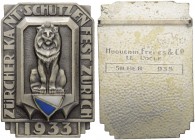 SCHWEIZ. Schützentaler und Schützenmedaillen. Zürich. Silbermedaille 1933. Zürich. Kantonalschützenfest. 21.60 g. Richter (Schützenmedaillen) 1859Aa (...