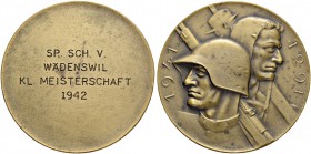 SCHWEIZ. Schützentaler und Schützenmedaillen. Zürich. Bronzemedaille 1942. Wädenswil. SP. SCH. V. Kleine Meisterschaft. 58.07 g. Richter (Schützenmeda...