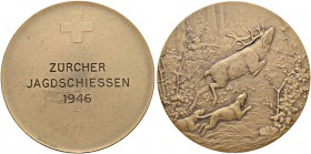 SCHWEIZ. Schützentaler und Schützenmedaillen. Zürich. Bronzemedaille 1946. Zürcher Jagdschiessen. 50.09 g. Richter (Schützenmedaillen) 1889Aa (dieses ...
