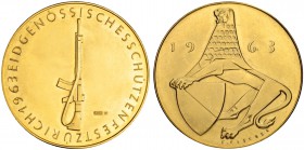 SCHWEIZ. Schützentaler und Schützenmedaillen. Zürich. Goldmedaille 1963. Zürich. Eidgenössisches Schützenfest. 27.10 g. Richter (Schützenmedaillen) -....