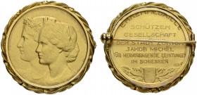 SCHWEIZ. Schützentaler und Schützenmedaillen. Zürich. Goldmedaille mit Goldeinfassung o. J. Zürich. Schützengesellschaft der Stadt Zürich. Ehrenmedail...