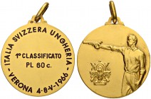SCHWEIZ. Schützentaler und Schützenmedaillen. Ausländische Schützenfeste. Italien. Goldmedaille 1966. Auf das gemeinsame Länderschiessen von der Schwe...