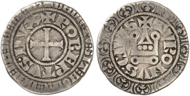 BAR. Robert, Graf 1352-1354, Herzog 1354-1411 
Gros tournois, Bar le Duc.
DS (Bar) Tf. V/2, Flon 477/24, Slg. Robert 1166 l. beschnitten, s - ss