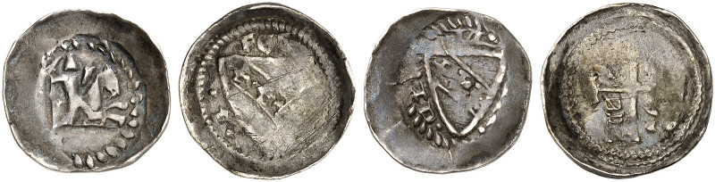 LOTHRINGEN. Ferri III., 1251-1303 
Lot von 2 Stück: Denier. Wappen (R!) / Kreuz...