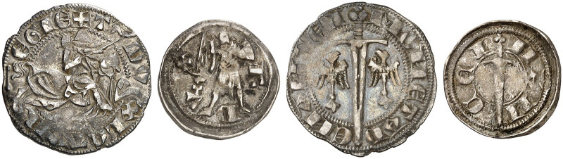 LOTHRINGEN. Thiebaud II., 1303-1312 
Lot von 2 Stück: Quart de Gros, dit Spadin...