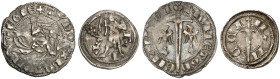 LOTHRINGEN. Thiebaud II., 1303-1312 
Lot von 2 Stück: Quart de Gros, dit Spadin. Reiter mit Lanze und Schild / Schwert zwischen zwei Adlern, Denier. ...