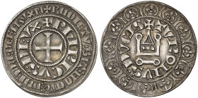 LOTHRINGEN. Ferri IV., 1312-1329 
Gros Tournois, Beischlag zu den französischen Königstournosen mit PhRICVS'DEVX.
DS 4/8 var., Flon 397/24 RR ! ss -...